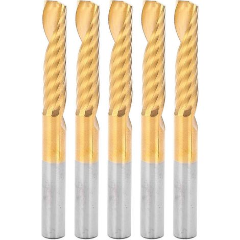 5-teiliges Set Spiralfräser aus HSS (Hochleistungs-Schnellstahl) für CNC-Fräsen, 6 x 28 x 60 mm