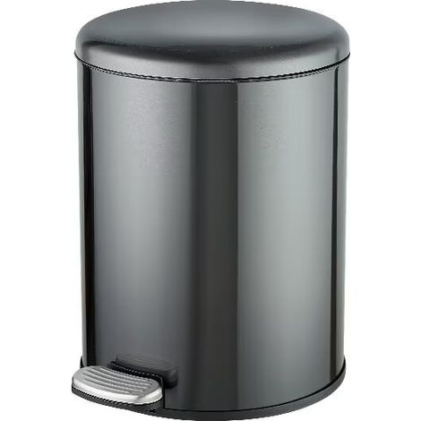 Une poubelle de salle de bain en acier inoxydable, poubelle à pédales, 6L,Noir (1/2)