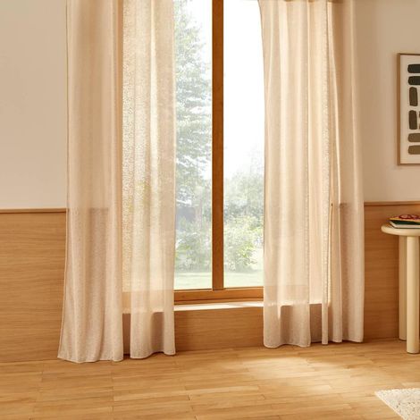 Rideau Voilage Brodé "Eyda" 140x240cm Beige Lin (1/5)
