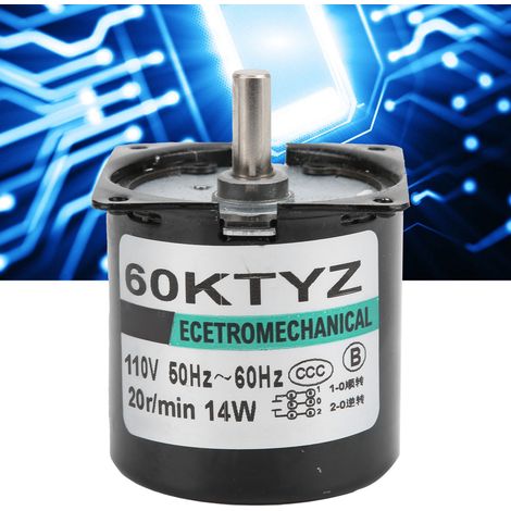 XD60KTYZ+ Wechselstrom-Synchronmotor mit Halterung, 14 W, Permanentmagnet, niedrige Drehzahl, bidirektional, hohes Drehmoment und Exzenterwelle, 20 U/min, 110 V Wechselstrom. (1/5)