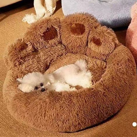 Panier Chien Chat Petite Taille 60cm, Brun Coussin Chiens Anti Stress Lavable et Antidérapant, Moelleux Lit pour Chien Peluche (1/5)