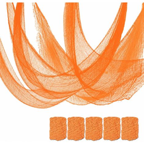 Set di 5 arazzi decorativi in garza arancione, in stile spettrale, per Halloween (183 x 76 cm), per uso interno ed esterno. Decorazioni di Halloween per la casa (1/5)