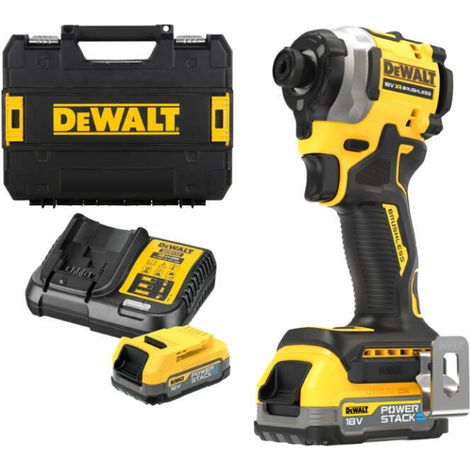 Dewalt – Visseuse à chocs ultra compacte 18V 1,7Ah Li-Ion Brushless – Moteur Brushless – Couple max 190Nm – Éclairage LED – Pour espaces confinés