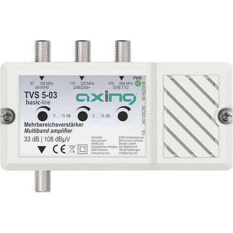 Amplificatore multi gamma axing tvs 5-03 guadagno 33 dB 3 ingressi