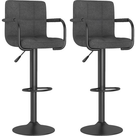 Maison Exclusive - Barhocker 2 Stk. Dunkelgrau Stoff