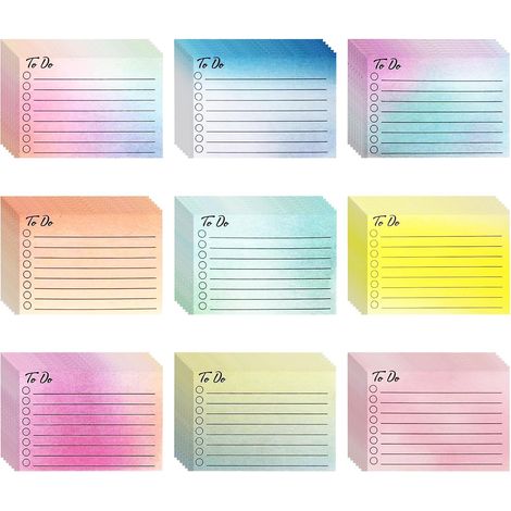 500 foglietti per la lista delle cose da fare, 9 colori, 50 fogli per colore, foglietti adesivi colorati, foglietti adesivi colorati con righe, fogli adesivi per libri scolastici, lettura e ufficio (1/5)