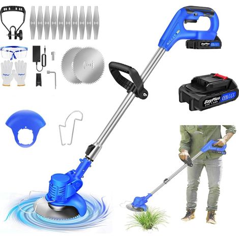 Tondeuse à gazon légère sans fil avec batterie et chargeur, ensemble de tondeuse à gazon sans fil à lame métallique, adapté au désherbage de jardin, à la taille des fleurs et des arbres, équipé de 10