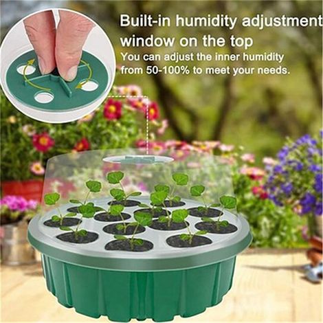 Seed Starter Tray - Round Double-layer Plastic Nursery Tray - For Potatoes And Seed Germination - Green - 1 Unit (1/5)