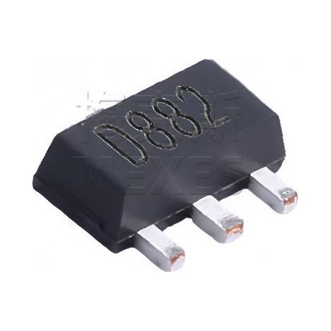 Changdian D882 SOT-89-3 30V/3A NPN-Transistor, oberflächenmontierbares elektronisches Bauteil, 5 Stück geliefert.