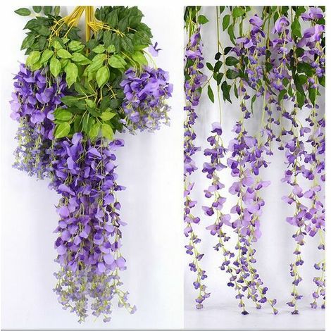 12 stücke 3,6' Künstliche Seide Wisteria Vine Ratta Hängende Blumengirlande Schnur Hause Hochzeit Party Dekoration Lila