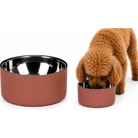 gamelle pour Chien - gamelle Xara Rose Saumon en INOX Double paroi - Garde l’Eau et la Nourriture fraîches Plus Longtemps - 700ml (1/5)