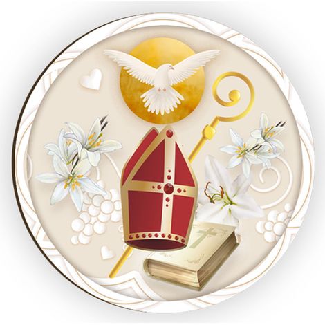 Lupia - Calamita, MAGNETI in Legno Set da 24 PEZZI D.4,5 cm CRESIMA con decorazione stampata, segnaposto ricordino regalo, bomboniera confettata, pensierino evento