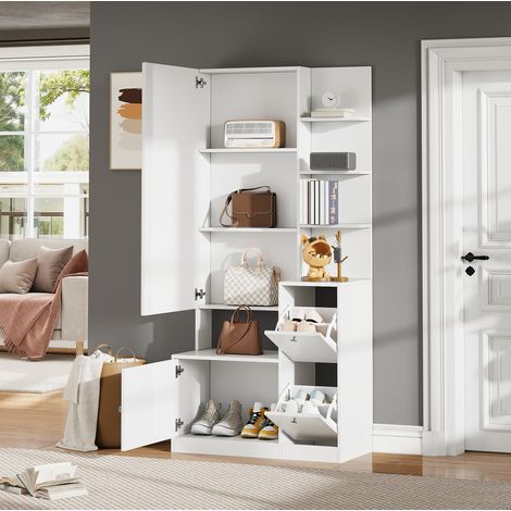 Mobile ingresso con scarpiera specchio 85x40x180 cm OKMYHOME (1/5)