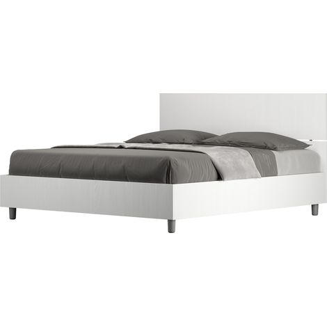 Lit avec sommier 160x190 tête de lit droite frêne blanc Demas (1/4)