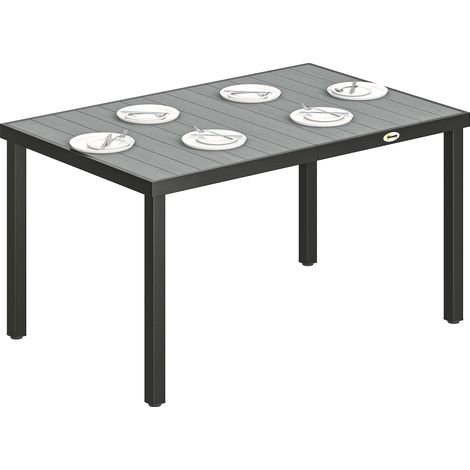 Gartentisch für 4 bis 6 Personen, Esstisch für den Außenbereich mit Lattenrost, 140 x 90 x 74 cm, grau