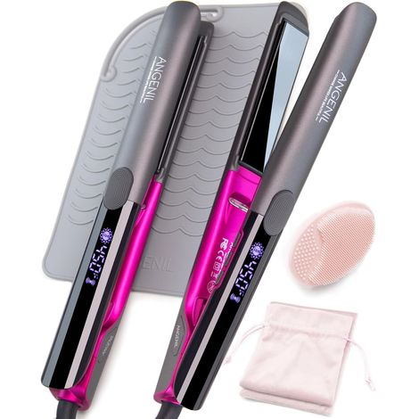Lisseur a Cheveux Ceramique Ionique,fer à Lisser 2,5 cm de Salon, Lisser les Cheveux, Voltage Universel, 230 ℃ Professionnel Haute Température, Lisser L'humidité des Cheveux (2.5 cm-grey)