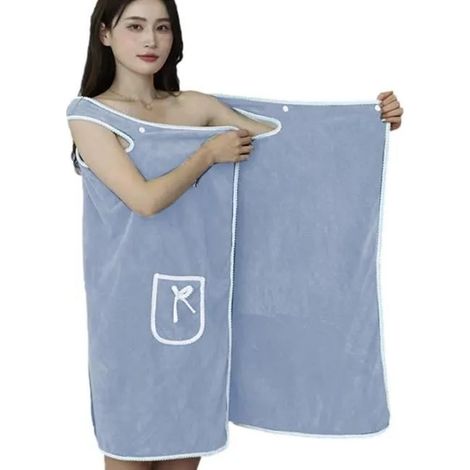 Peignoir en polaire corail pour femme, 80 x 135 cm, doux et absorbant, pour la douche ou la plage (1/4)