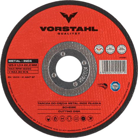 Disque à tronçonner plat en métal inox, de qualité (lot de 10) 125 x 1,0 x 22,2 mm (1/5)