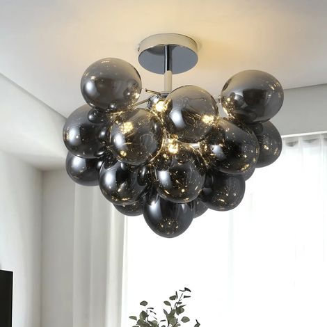 Modern Glass Bubble Semi Flush Mount,4 - Light Semi Flush Mount Bubble Chandelier,Bubble-shaped Glass Ceiling Light for Bedrooms, Living Rooms, Kitchens, Dining Rooms (1/5)