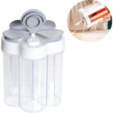 Frascos para especias, Recipientes portátiles 5 en 1 para especias, Frascos para especias, Salero, Salero y pimentero, para cocina, Gris claro (1/5)