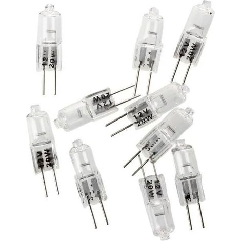 Ampoules halogènes G4 20 W 12 V, blanc chaud 3000 K, flux lumineux élevé, capsule JC, lot de 10 (1/4)