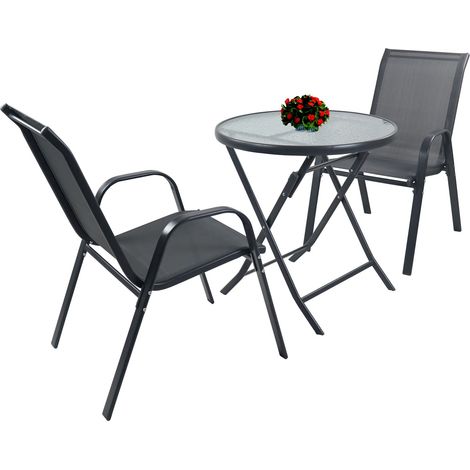 Juego de 3 piezas de balcón conjunto de muebles de jardín Sonlas 89x70x70 - VCM