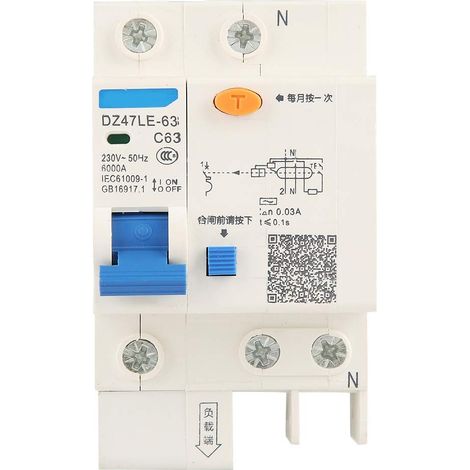 Disyuntor diferencial miniatura de alta confiabilidad DZ47LE-32, 30 mA, 1P+N, 230 V, 63 A, para decoración del hogar (1/5)