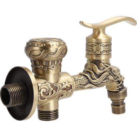 Robinet de Machine à Laver Murale Laiton Rétro, Robinets Eau Chaude/Froide pour Salle de Bain