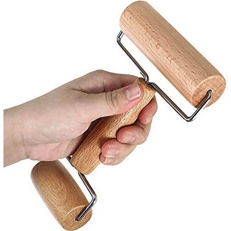 Nudelholz aus Holz, Pizzateigroller, doppelköpfiges Nudelholz aus Holz (1/5)
