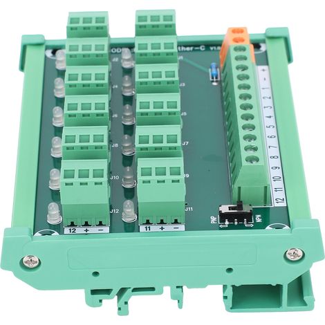Bornier 3 fils 12 canaux pour carte d'acquisition sur rail DIN, commande par interrupteur NPN PNP KP12LGtherC (1/5)