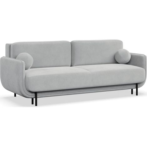 Selsey Ovals – 3-Sitzer Schlafsofa mit Samt, Hellgrau (1/5)