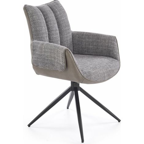 Silla Houston 1920, Gris, 87x65x64cm, Cuero ecológico + Tapiz, Metálico (1/2)