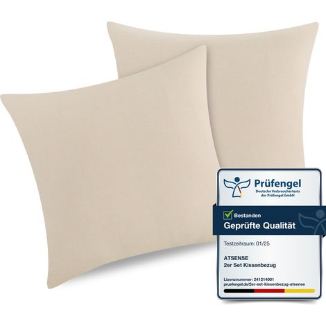 Oreiller 40x40 Cm, Lot De 2, 100% Coton Lavé, Housse Coussin avec Fermeture Eclair, Doux, Résistant et Confortable, Pêche Claire Taie (1/5)