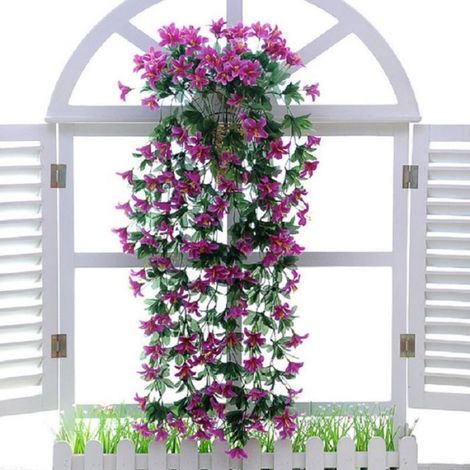 Fleur Artificielle - Lily Flower Vine - Violet - 80 x 30 cm - Décoration Murale Intérieure - 1 Pièce (1/4)
