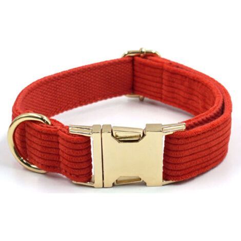 Cotton corduroy dog collar, pumpkin red, size L (1/5)