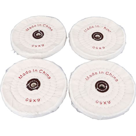 Ortviai Roues de polissage en tissu blanc 6 pouces (15,2 cm) – Lot de 4 avec trou d’axe 12 mm pour meuleuse à banc (1/5)