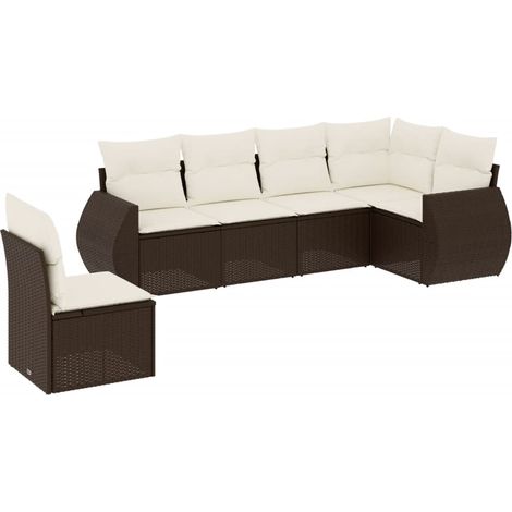vidaXL Set Divano da Giardino 6 pz con Cuscini Marrone in Polyrattan (1/5)