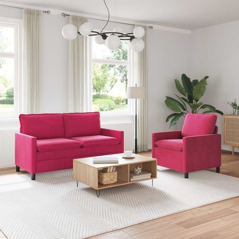 Juego de Sofá 2 pcs Rojo vino Terciopelo