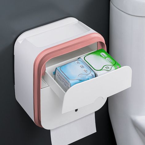 Distributeur de mouchoirs mural robuste avec fenêtre transparente pour salle de bain rose (1/4)