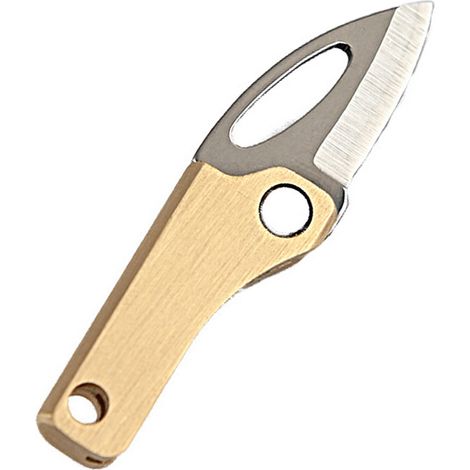 Petit couteau pliant à manche en laiton et lame en acier inoxydable, petit couteau de poche magnétique pour une utilisation en extérieur, couteau porte-clés (1/5)