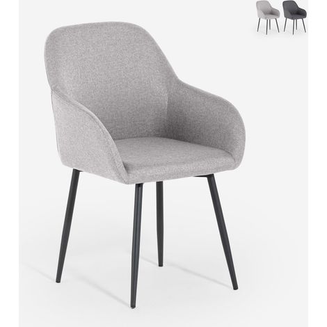 Silla moderna acolchada de tela con reposabrazos Rikku - Gris claro