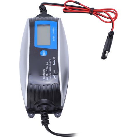 Chargeur de batterie intelligent ABS 6V 12V 0.8A 4A avec protection polarité court-circuit surtension surtempérature refroidissement naturel clips crocodile (1/5)