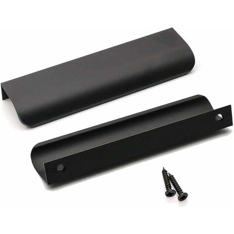 Lot de 10 Poignee de Meuble Cuisine Noir Poignée Cuisine Noir Poignée Profil Noir Poignée Meuble Noir Mat en Alliage d'Aluminium Entraxe 128mm Longueur 150mm(Noir) (1/5)