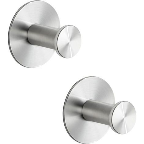 Gancio adesivo senza foratura per bagno, gancio da parete in acciaio inossidabile, ganci per asciugamani per camera da letto, cucina, corridoio, 2 pezzi spazzolati (1/5)