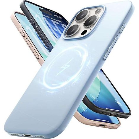 Coque pour iPhone 16 Pro Max, dos magnétique MagSafe, bleue (1/2)
