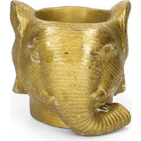 Cache-pot en Forme d'Éléphant Décoratif pour Plantes et Fleurs, Coloris Or, D11/12 x 10 cm - PANGIVO (1/5)