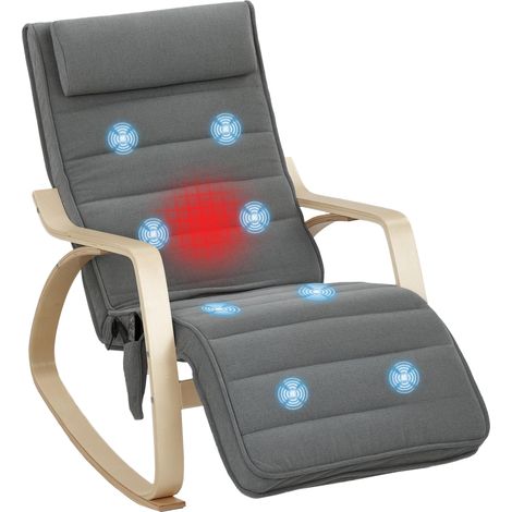 Fauteuil à bascule avec fonction massage, chauffage lombaire, 3 modes, revêtement en tissu, gris (1/5)