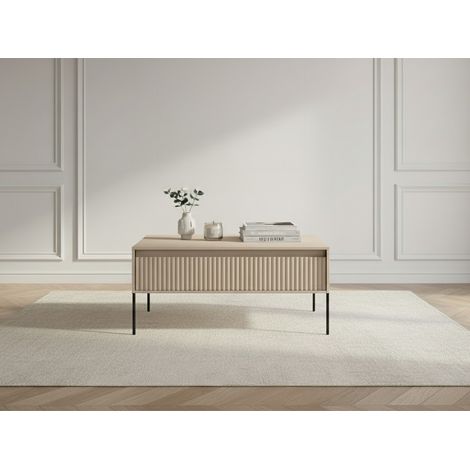Bobochic – Table basse fixe 1 porte 100 cm – Panneaux de particules mélaminés – Pieds en métal – Style moderne – Charge max étagère 5 Kg (1/4)