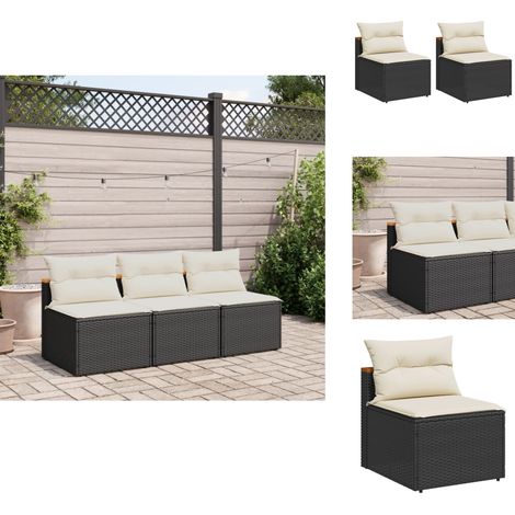 Canapés de jardin sans accoudoirs avec coussins 2 pcs noir - Canape De Jardin - Salon De Jardin - Mobilier De Jardin - Meubles Exterieur - Rotin Pe (1/5)