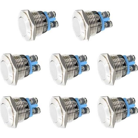 Momentanés Metal Commutateur de Bouton Poussoir 12V 8PCS 16mm pour Marine Étanche Voiture RV Truck Boat (1/5)